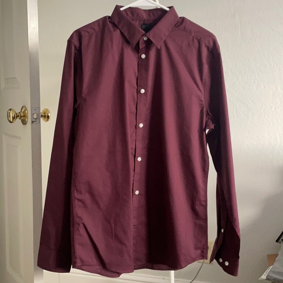 h&m maroon dress shirt Men - White/Plaid Relaxed-Fit Shirt - Size: 3XL